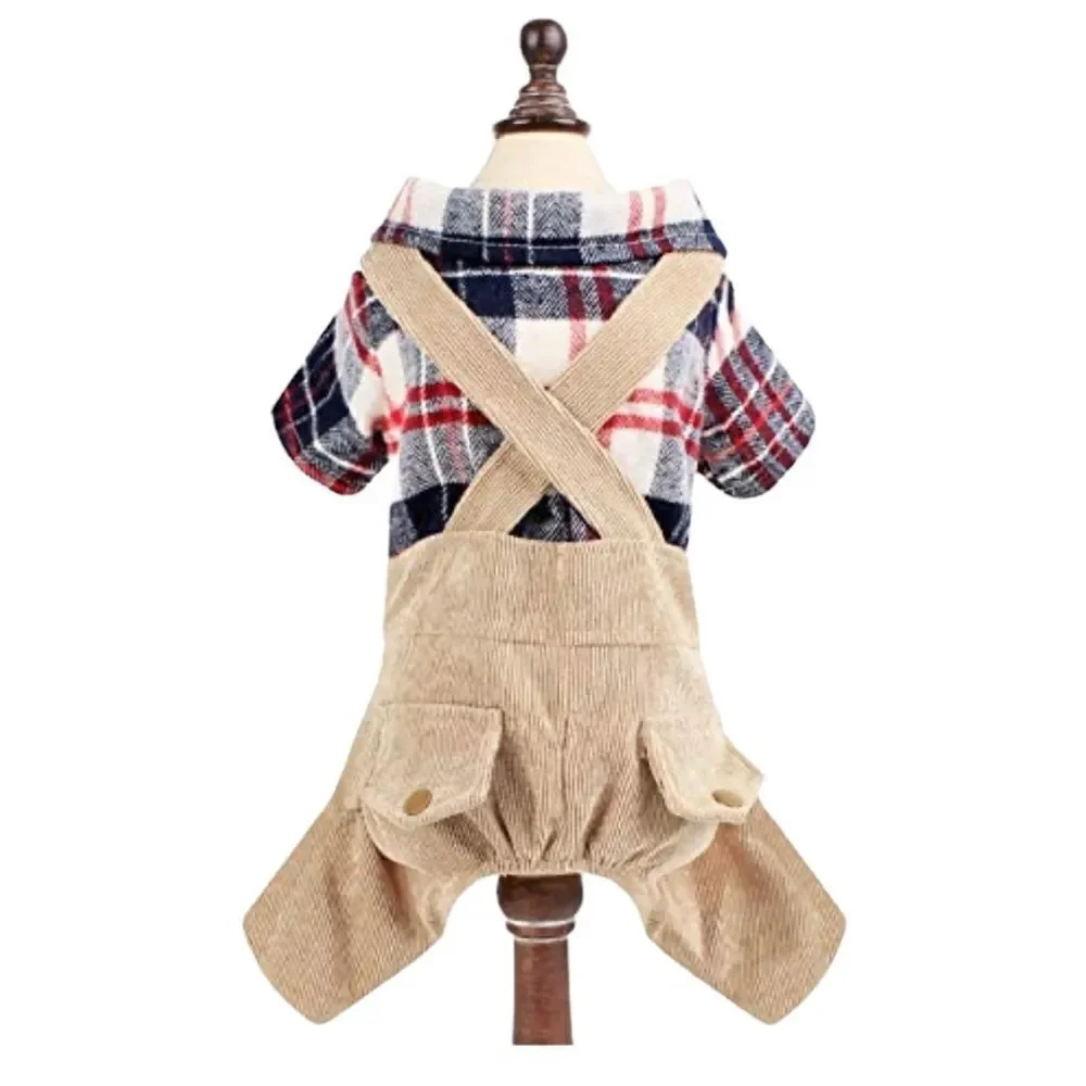 Flannel & Corduroy Dog Overalls Jumpsuit